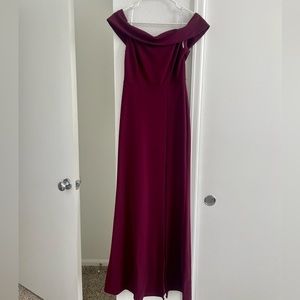 Lulu’s Aveline Burgundy Off-the-Shoulder Maxi Dress